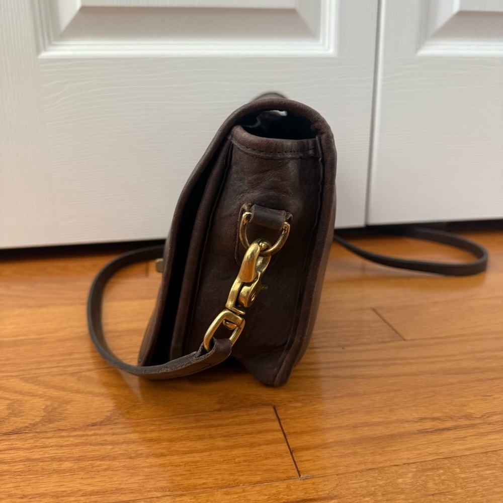 Vintage Coach 1970s Turn Lock Crossbody Brown Leather Bag - Picture 5 of 8